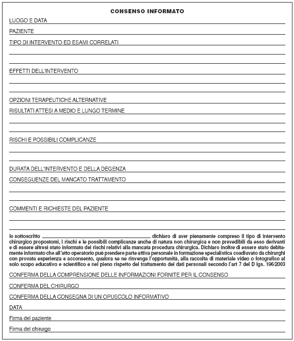 Schema di consenso informato in chirurgia pelvi-perineale